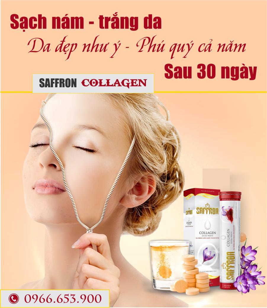 Viên sủi trắng da Saffron Collagen