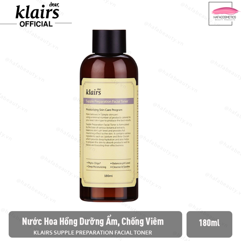 Nước hoa hồng dưỡng ẩm, chống viêm cho da nhạy cảm, tổn thương Klairs Supple Preparation Facial Toner 180ml giá rẻ