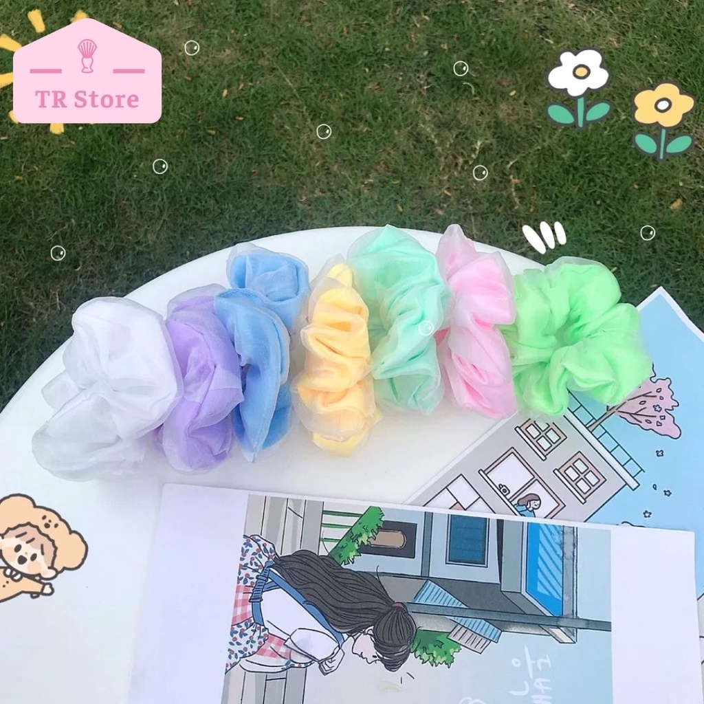 Dây buộc tóc Scrunchies Bong Bóng 2 lớp cột tóc