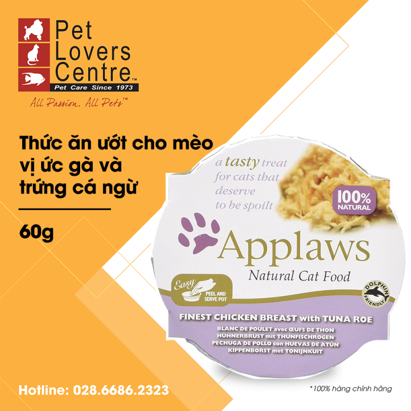 THỨC ĂN ƯỚT CHO MÈO APPLAWS POT FINEST CHICKEN BREAST WITH TUNA ROE (CATS) 60g