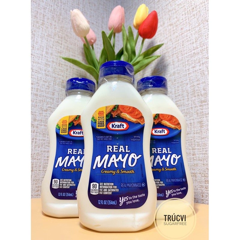 Sốt Mayo không đường Kraft lọ 354ml ( eat clean, keto, ăn kiêng, gymer)