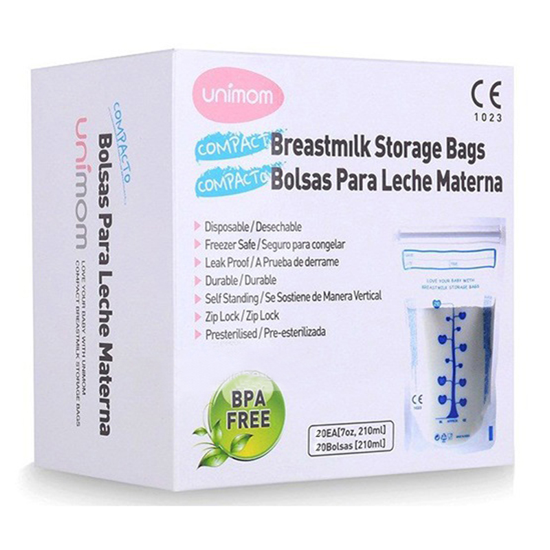 Túi  trữ sữa,túi đựng sữa mẹ Unimom Compact không có BPA 210ml (60 túi/hộp) Hàn Quốc FREE BPA an toàn tuyệt đối cho mẹ và bé
