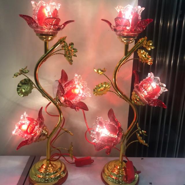 (Hàng Loại 1) ĐÈN THỜ HOA SEN THUỶ TINH 40cm -50cm ( 1 Đôi)