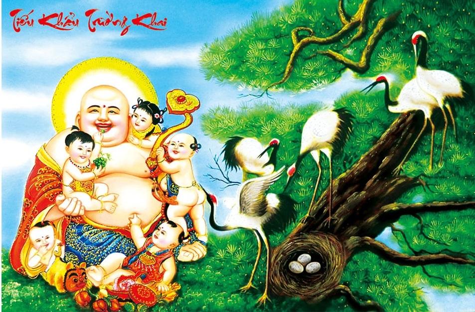 [HCM]tranh thêu chữ thập Tiểu khẩu thường khai - LV3036