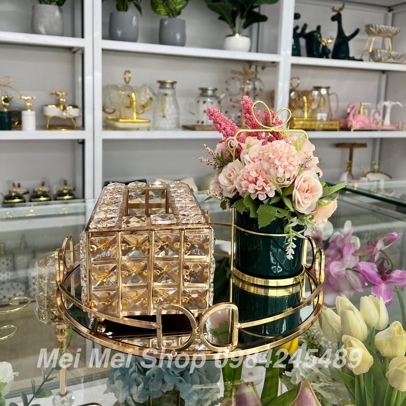 Khay đựng nước hoa mỹ phẩm pha lê