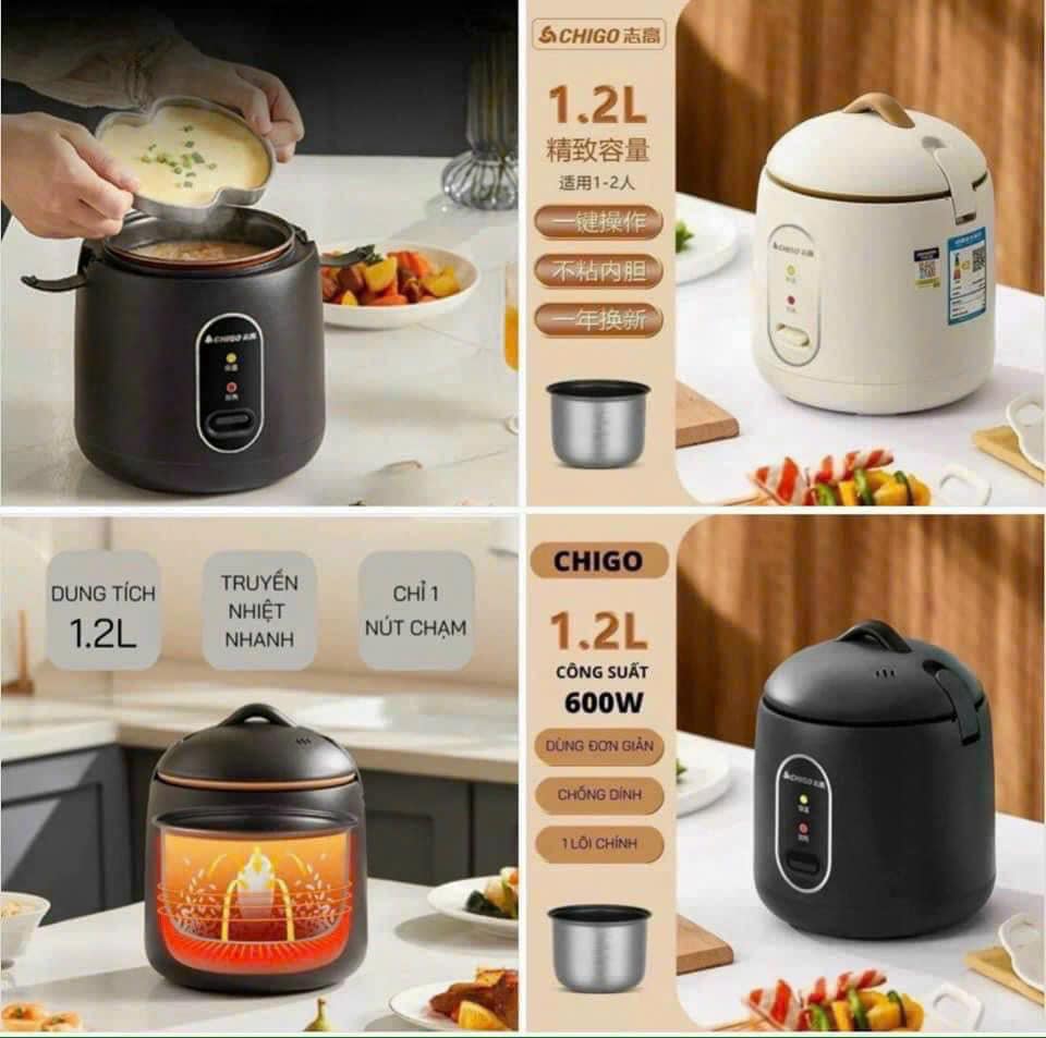 NỒI CƠM MINI CHIGO DUNG TÍCH 1.2 LÍT TIỆN LỢI
