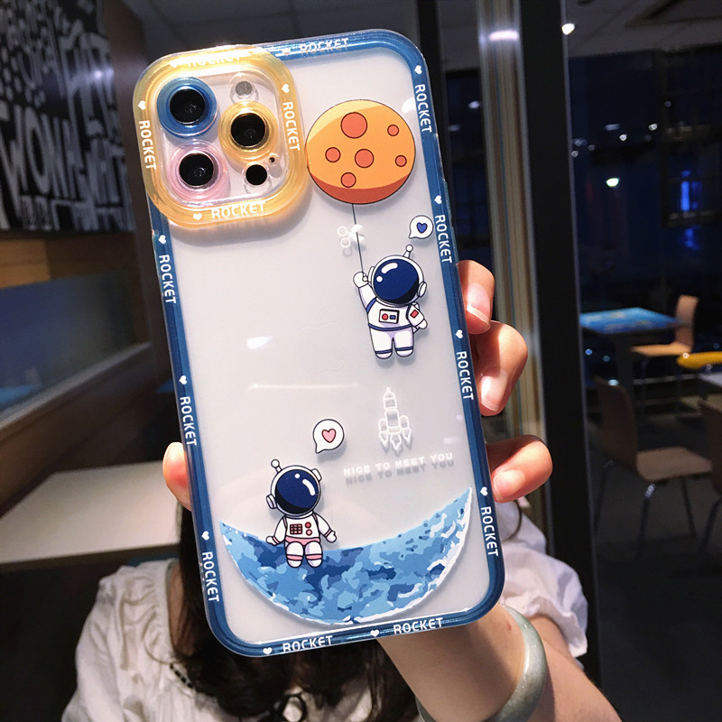 Ốp Lưng Silicon Chống Sốc Viền Nổi Astronaut
