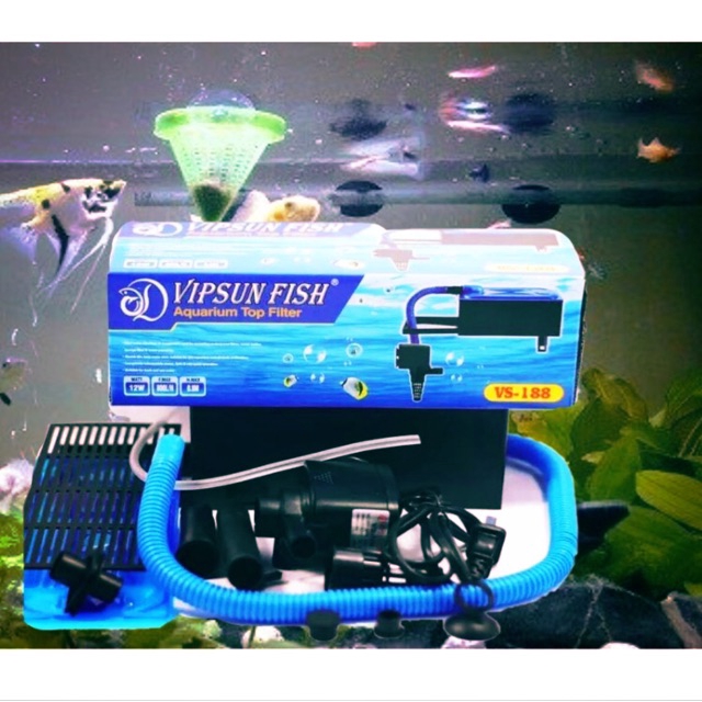 Bộ Máng Và Máy Bơm Lọc Nước Hồ Cá Vipsun Fish Vs-188 Và Bông Lọc (Hàng Công Ty)