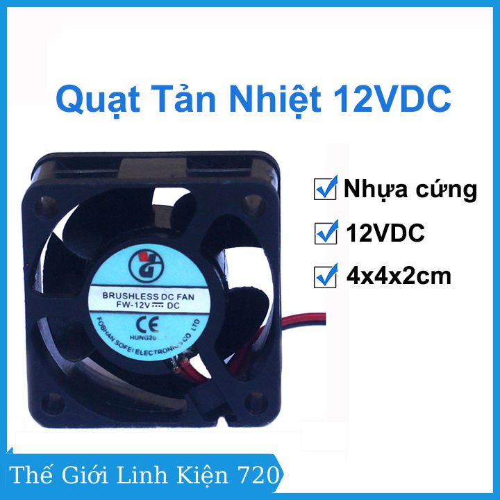 Quạt tản nhiệt 12VDC kích thước 4x4x2cm làm mát, tản nhiệt máy