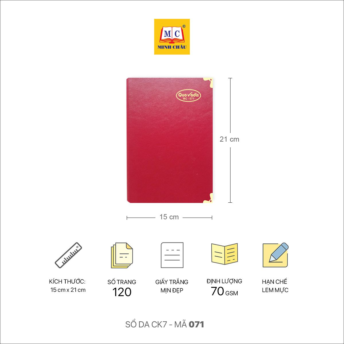 Sổ Da Minh Châu CK7 Nẹp góc đồng, cứng cáp, chắc chắn