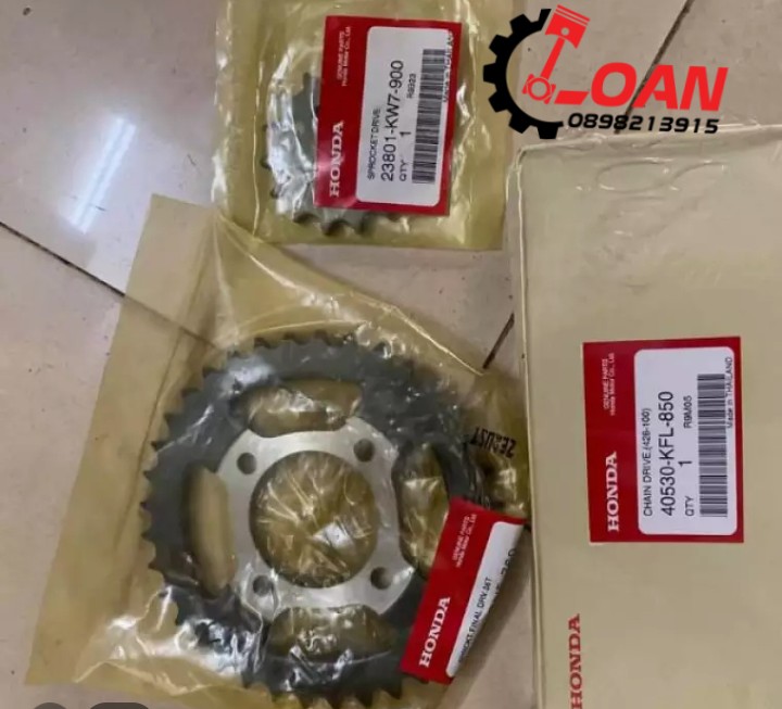 Bộ nhông sên dĩa dream/wave zin honda thái lan