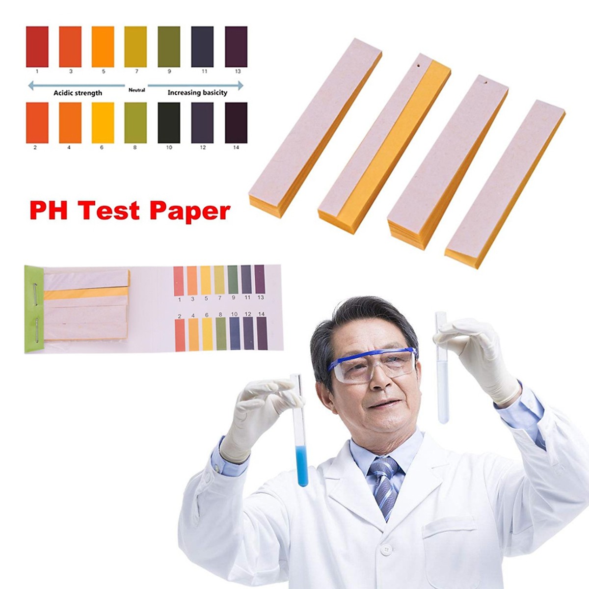 Giấy quỳ tím đo pH 80 miếng thử và bảng màu kèm theo