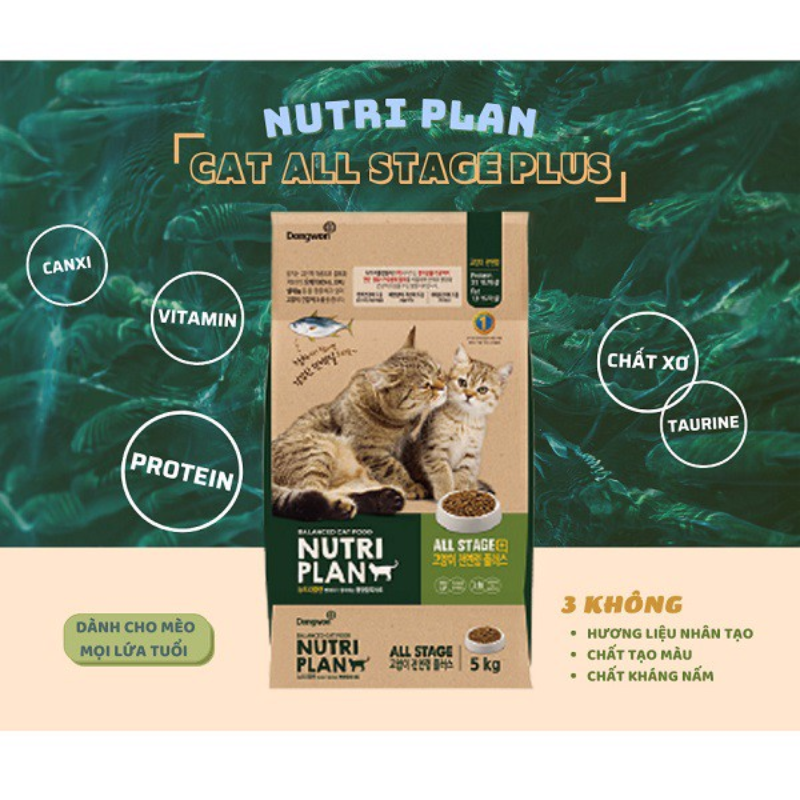[5kg] Hạt Cho Mèo Mọi Lứa Tuổi Nutri Plan Cat All Stage Plus