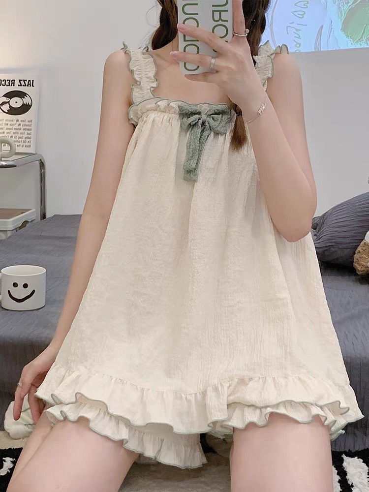 Bộ Ngủ Đũi 2 Dây Bèo Nơ