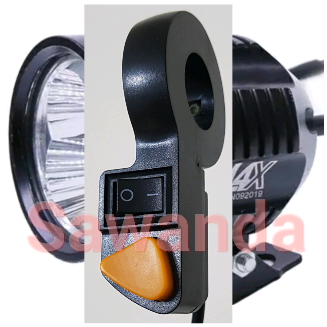 Công tắc Tắt Mở màu Đen Cam cho đèn trợ sáng L4 L4X L6 L6X có dây bắt tay lái