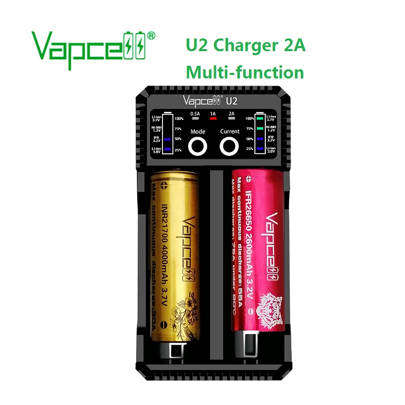 Sạc đôi VAPCELL U2 sạc được các loại pin sạc Điện Pin