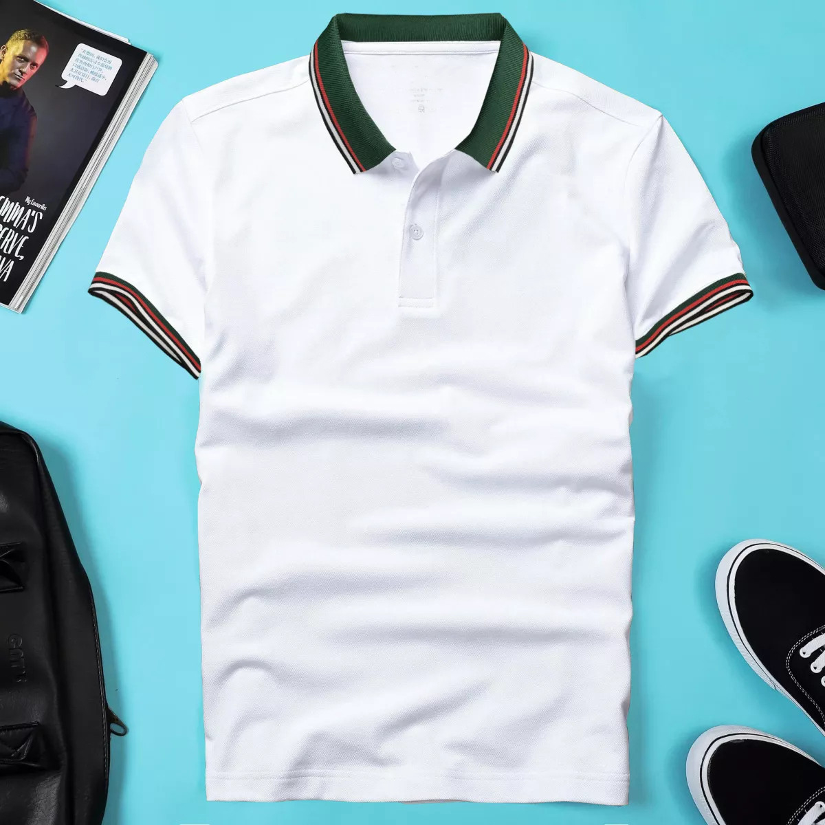 Áo thun nam POLO PHỐI VIỀN vải thun mát lạnh chất vải cotton 4 chiều co dãn cực kỳ sang trọng-PLOVIEN210