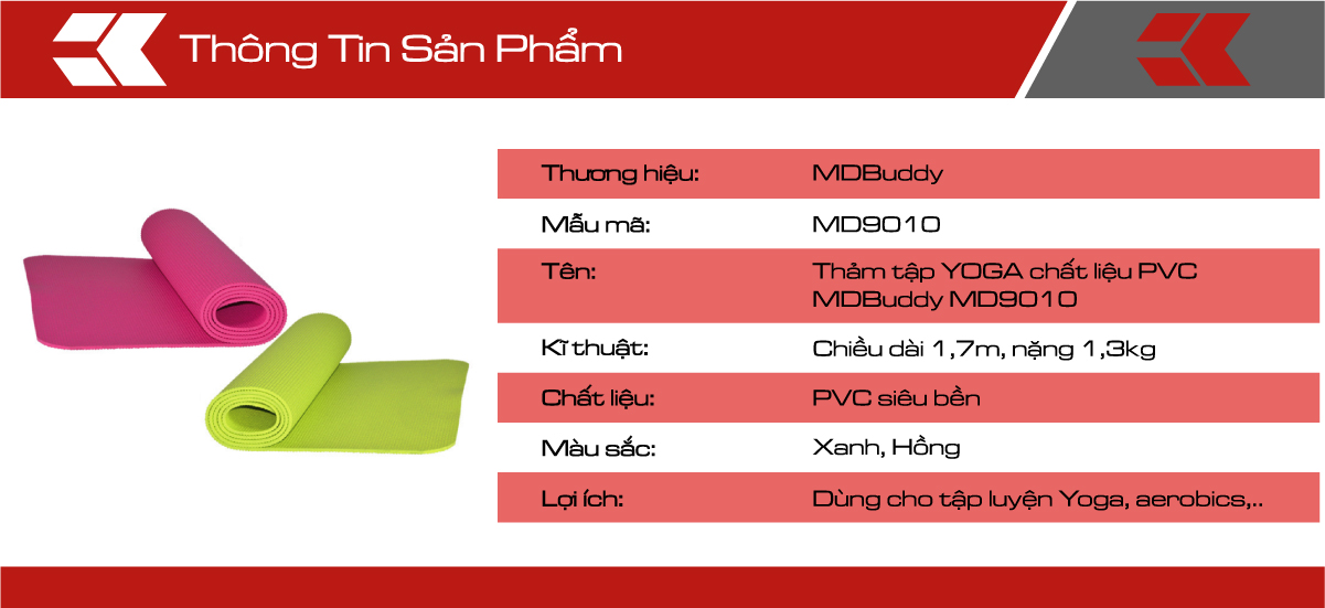 Thảm tập YOGA cao cấp chất liệu PVC MD9010