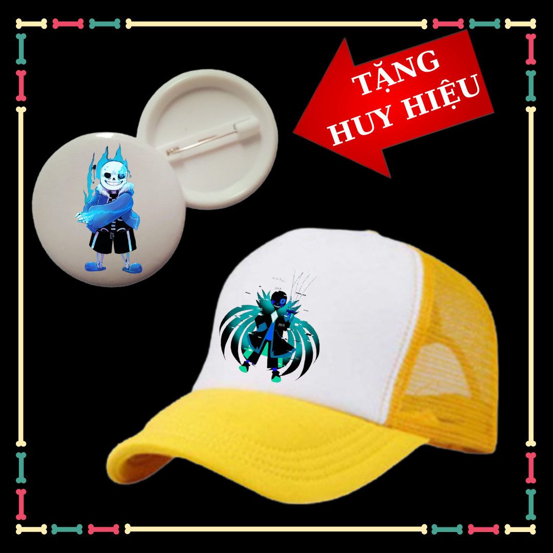 Mũ lưỡi trai cho trẻ em mẫu Sans Undertale siêu ngầu, Kèm Huy Hiệu Sans.