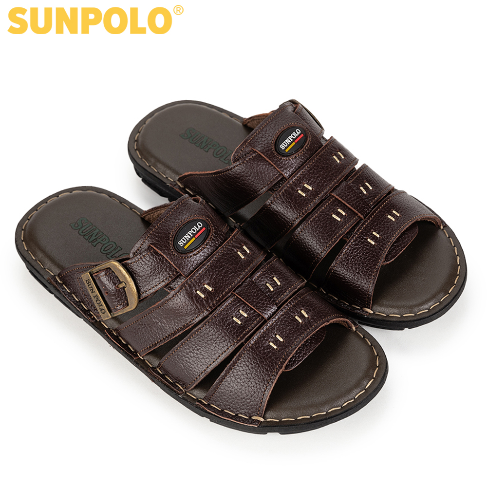 Dép Quai Ngang Nam Da Bò SUNPOLO AQN006