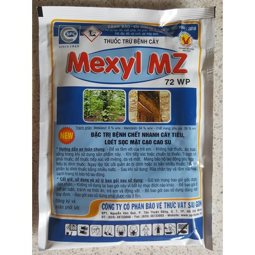 Mexyl Mz 72wp TRỪ BỆNH sương mai cho cà chua, thối nõn cho Dứa(Thơm- khóm), thối rễ cho tiêu, loét mặt cạo (loét sọc miệng cạo) cho cao su
