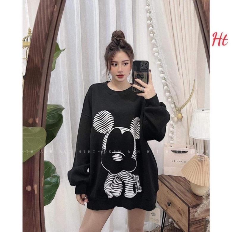Áo Swearter nỉ đẹp chuột mickey kẻ ngang H2A