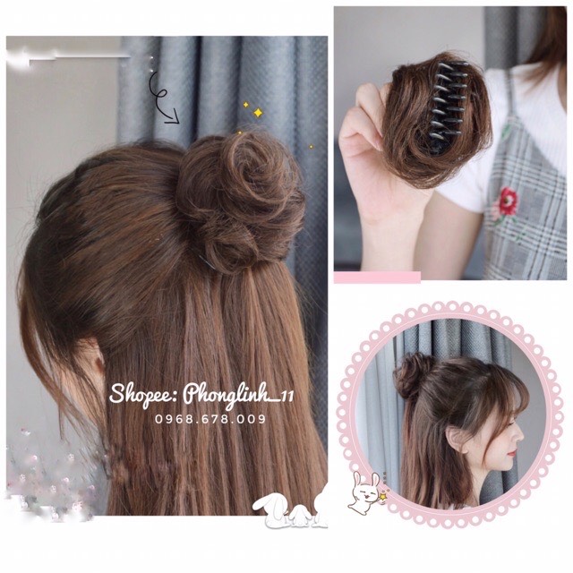 [ SẴN ] BÚI TÓC GIẢ BÚI TÓC GIẢ CỦ TỎI KẸP NGOẠM XOĂN 1/3 ĐẦU TIỂU THƯ VÔ CÙNG TỰ NHIÊN