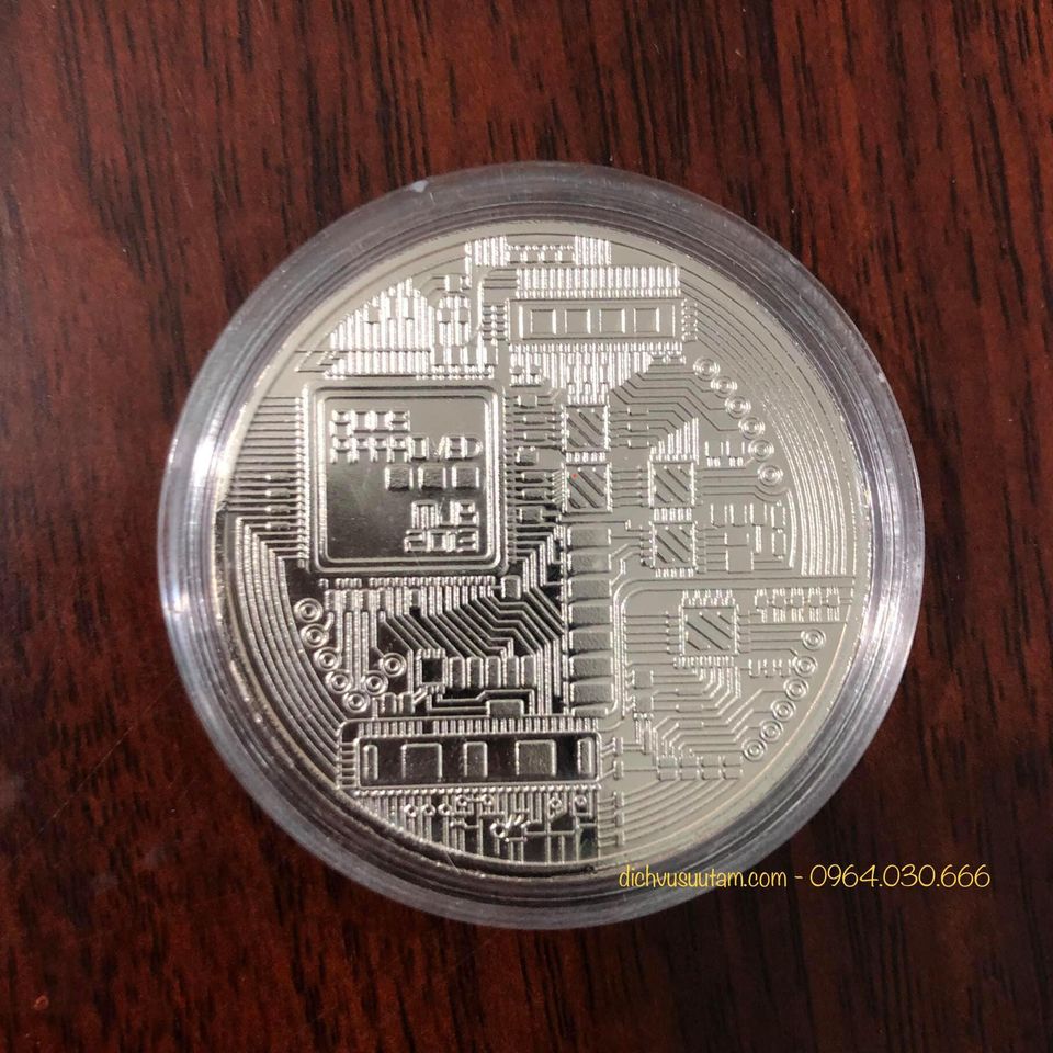 Đồng Bitcoin màu bạc sưu tầm