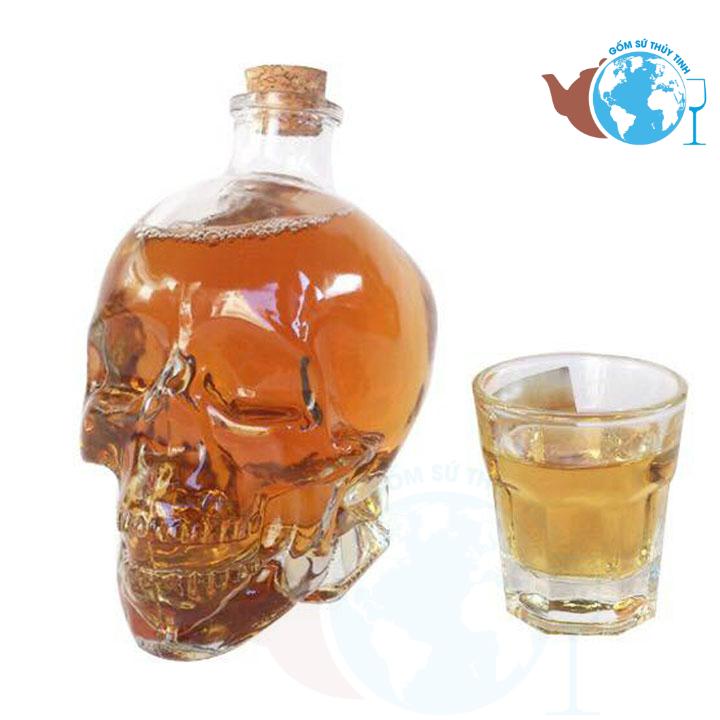 [HCM]Bình thủy tinh đầu lâu 750ml nút bần - Loại đại