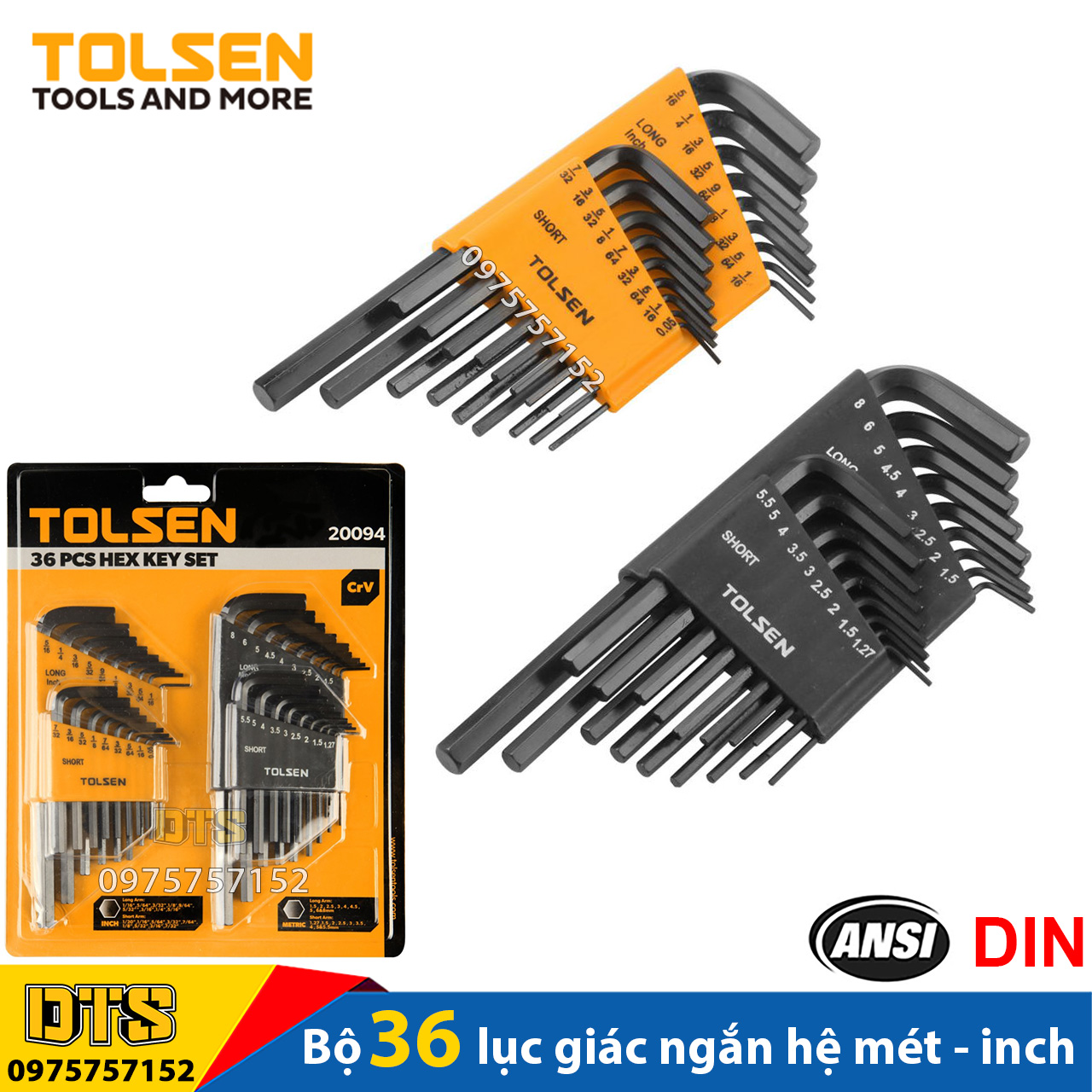 Bộ lục giác đầu bằng 36 món ngắn dài hệ mét hệ inch công nghiệp TOLSEN, bộ khóa lục giác thép cứng cao cấp CR-V xử lý đen bề mặt, thiết kế tay chữ L tối ưu, dễ vặn bulong ốc vít, bộ lục giác chìm đa năng bộ lục giác hệ inch