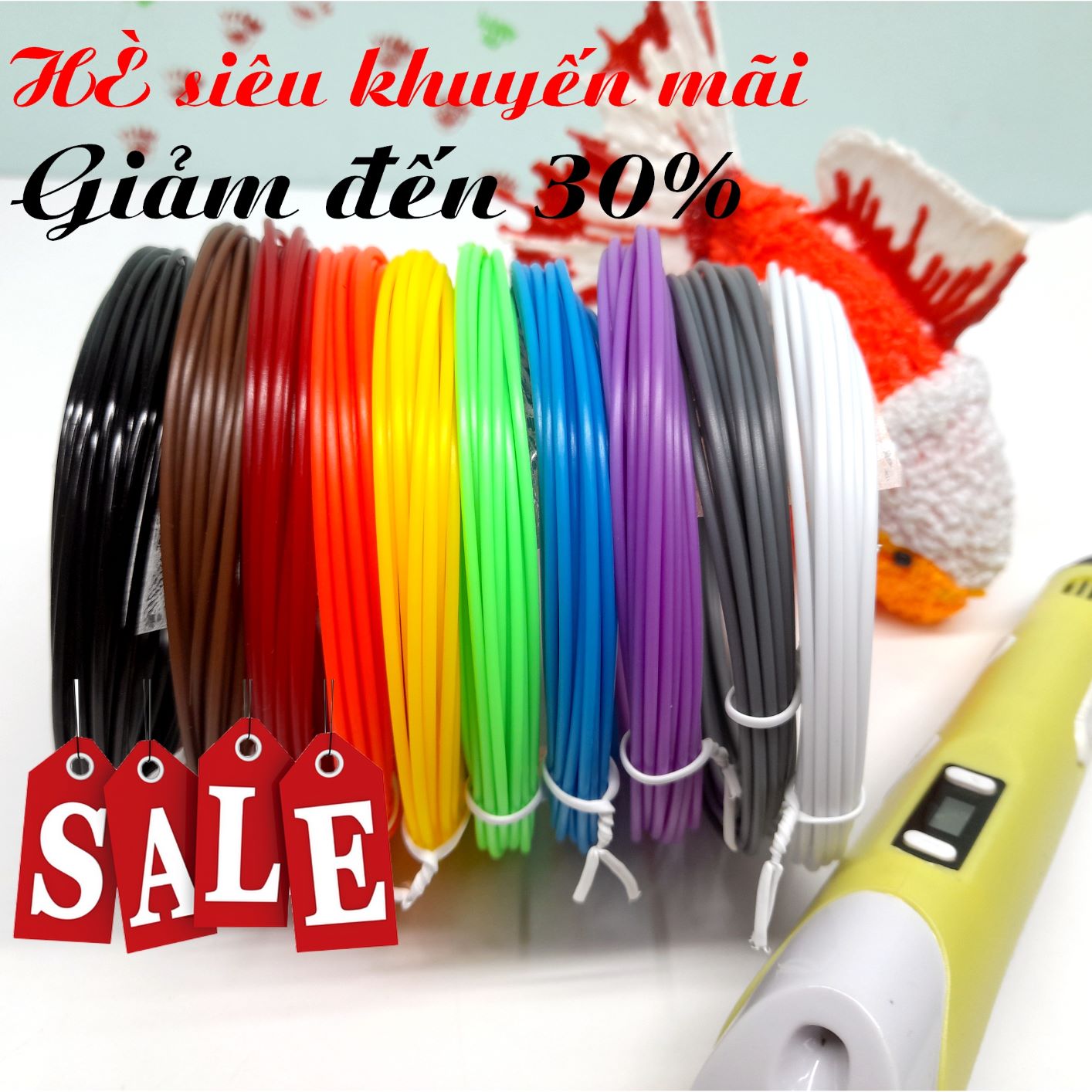 Dây mực in pla cho bút vẽ 3d 50m 5 màu khác nhau