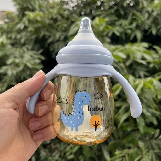 (Tặng 1 núm siêu mềm) Bình sữa Babuu cổ rộng PPSU cao cấp (Bình vương miện)