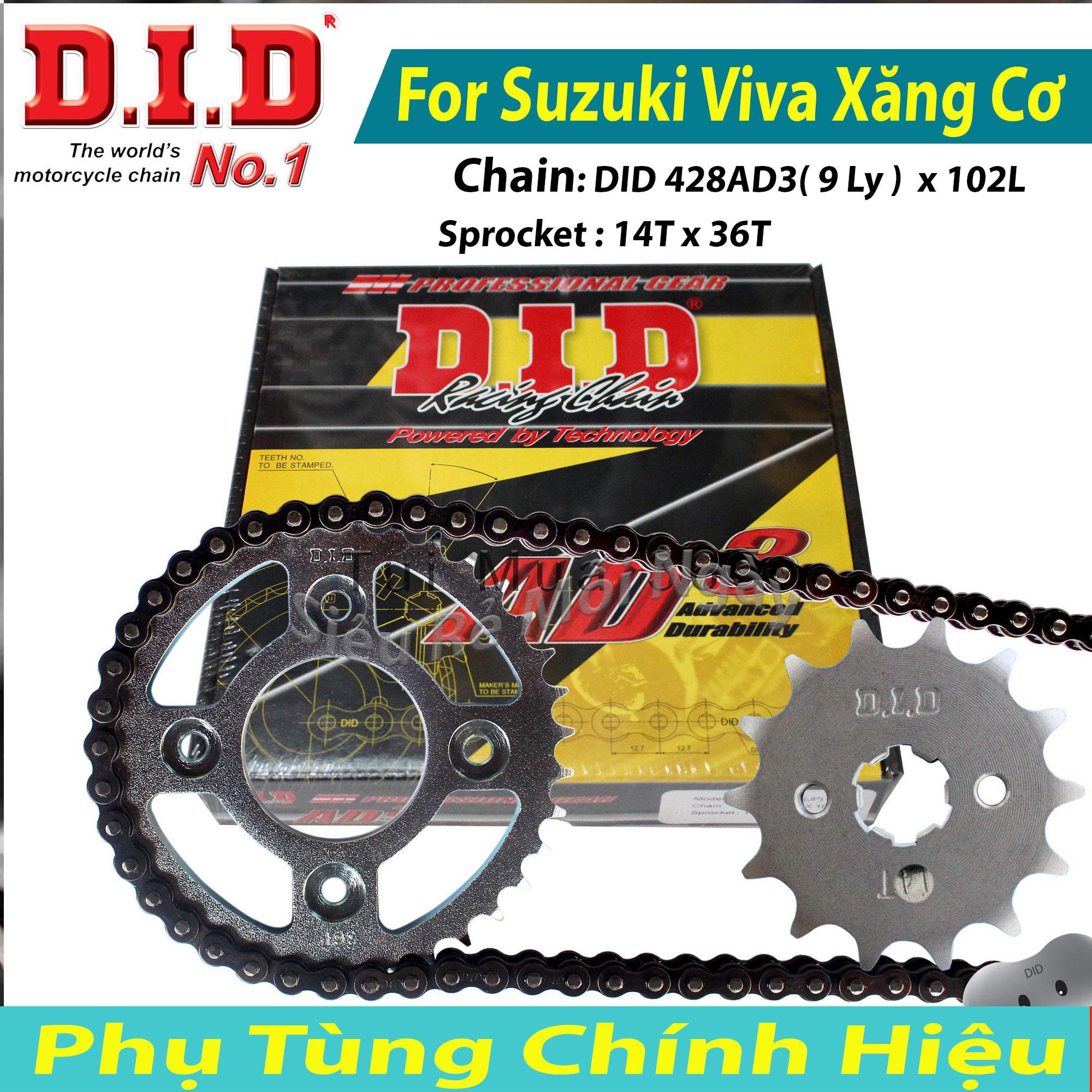 Bộ nhông sên dĩa did suzuki viva xăng cơ sên did 9ly