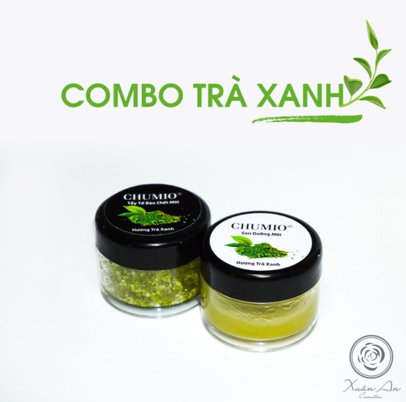 Combo Tẩy Tế Bào Chết Môi và Son Dưỡng Môi Chumio 100% thiên nhiên - Hương trà xanh