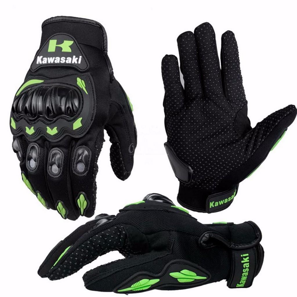 Găng tay xe máy kawasaki dài ngón - cụt ngón - găng tay đi phượt