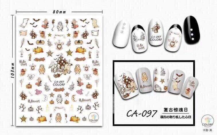 [HCM]Sticker dán móng 3D hoạ tiết lễ hội Halloween