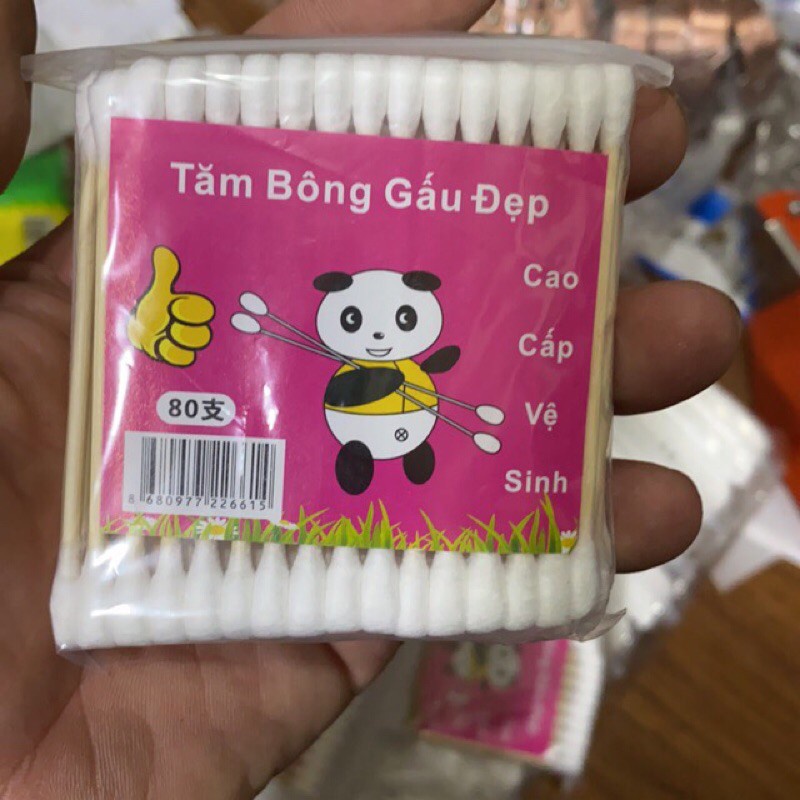 Bông tăm tiệt trùng cán gỗ gói 100 que
