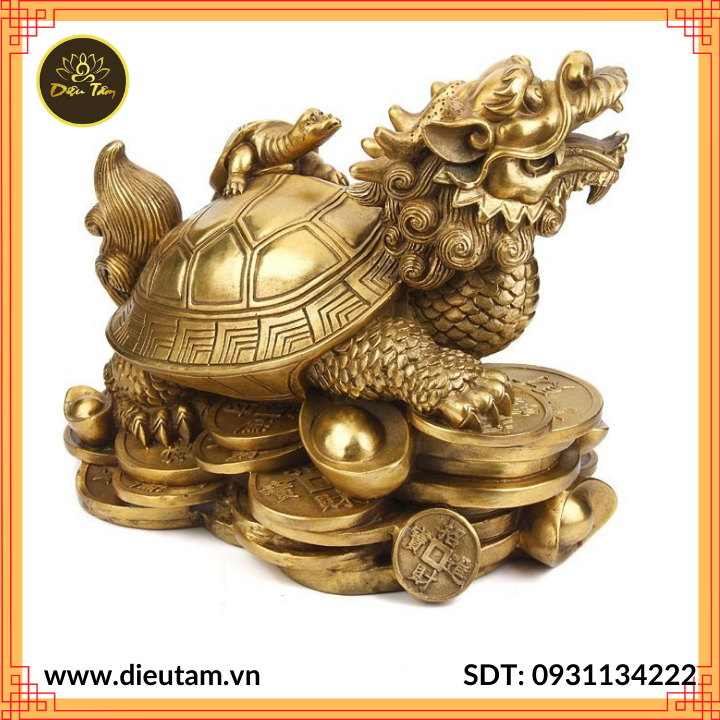 Feng Shui copper statue turtle dragon head turtle