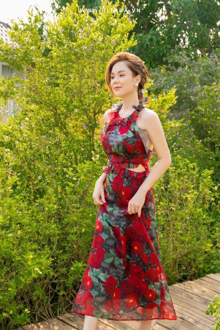Vải tơ Hoa may váy cực đẹp