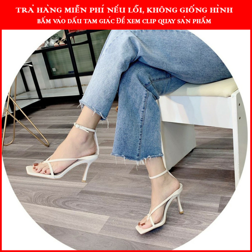 Giày sandal cao gót nữ 7p xỏ ngón chữ V cá tính siêu hot giá rẻ
