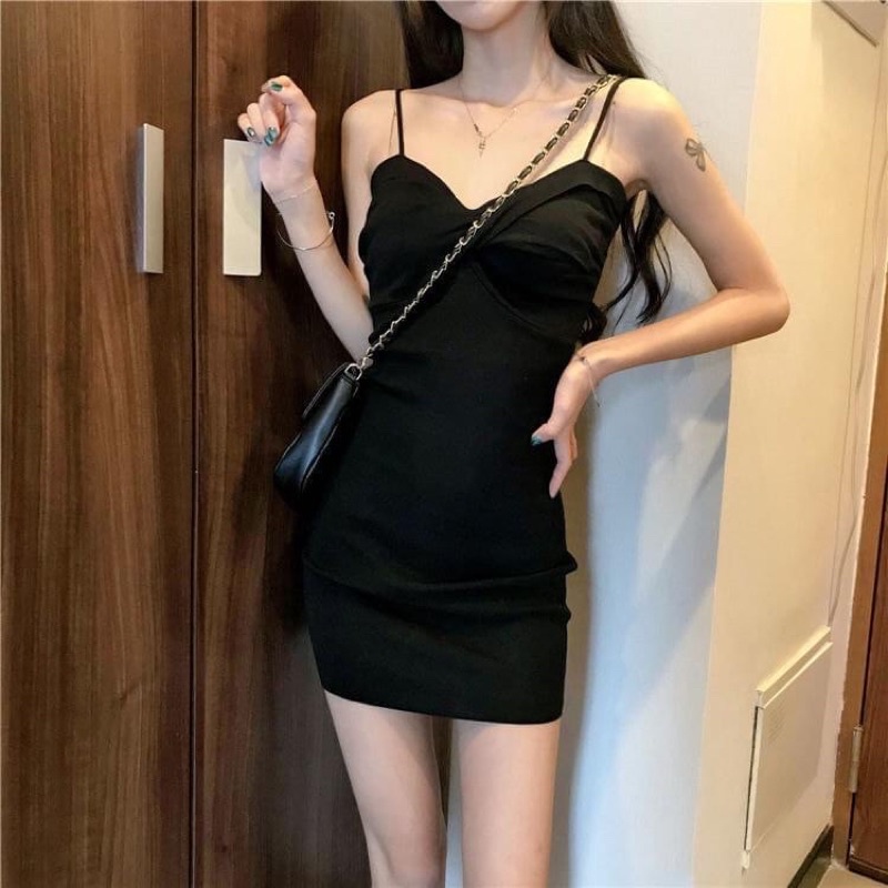 [KÈM ẢNH THẬT] VÁY BODY LEN 2 DÂY CUỐN HÚT