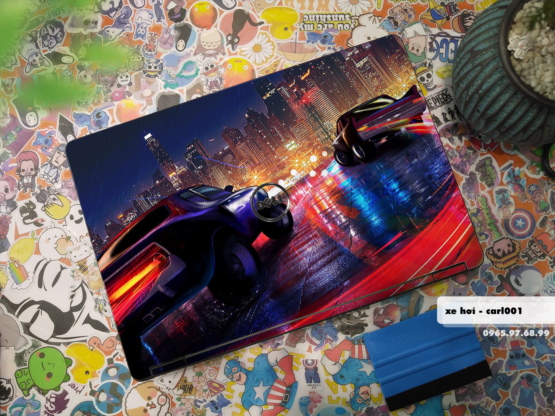 Decal Skin dán Laptop Dell mẫu xe hơi (inbox mã máy cho shop)