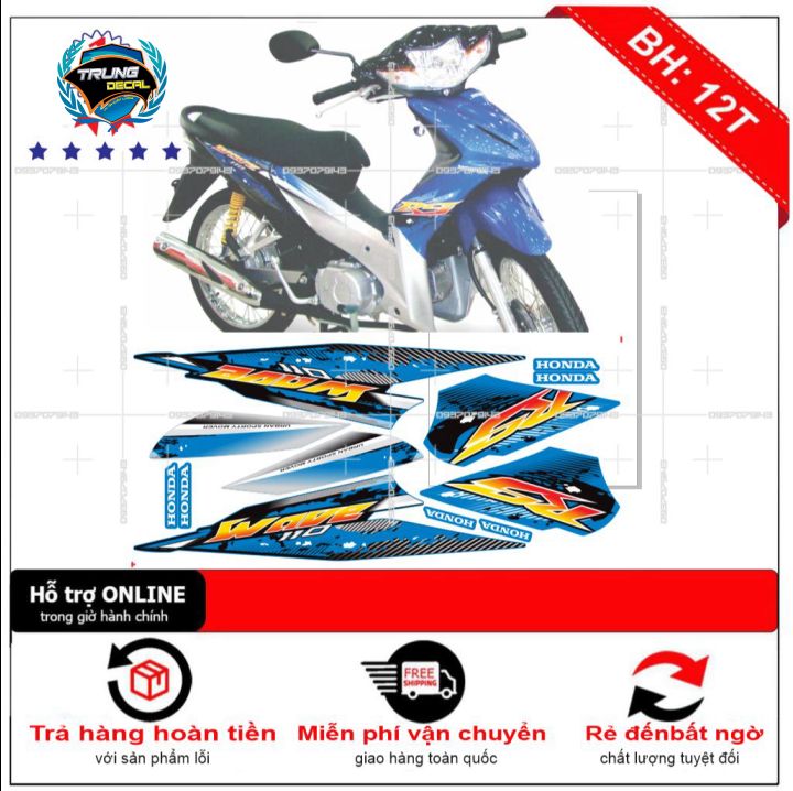 Tem rời xe wave RS 110 xanh đen