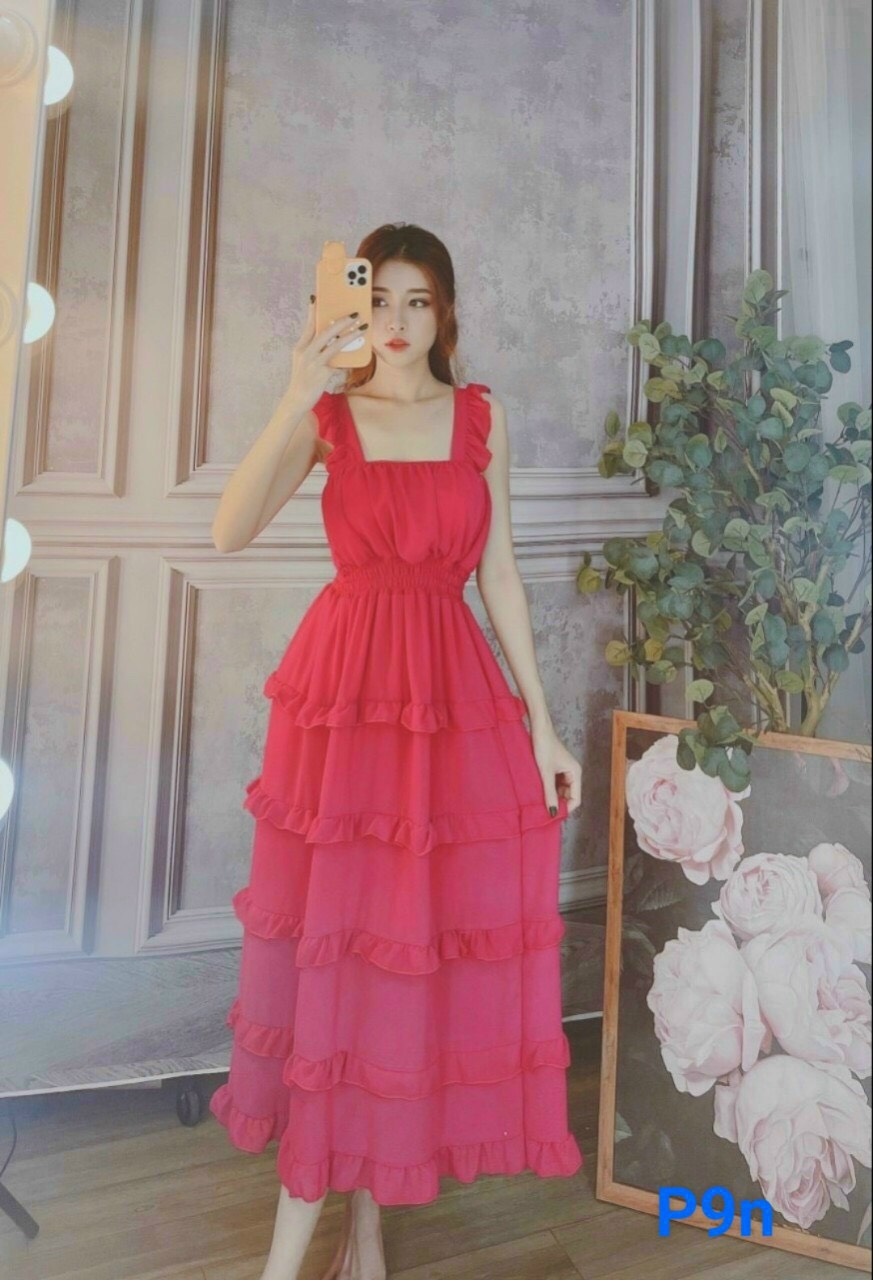 Đầm Voan Tầng Phối Ren Dáng Rộng Co Giãn Cao Cấp đủ màu như hình lt