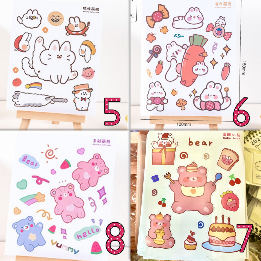 [8 Mẫu]Sticker Hình Dán Đáng Yêu Siêu Dính Không Thấm Nước