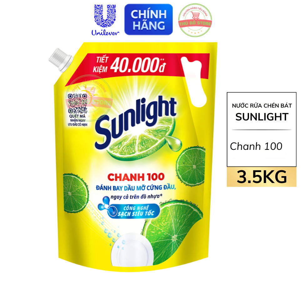 Nước Rửa Chén Bát Sunlight Chanh Vàng 100 - Túi 3KG