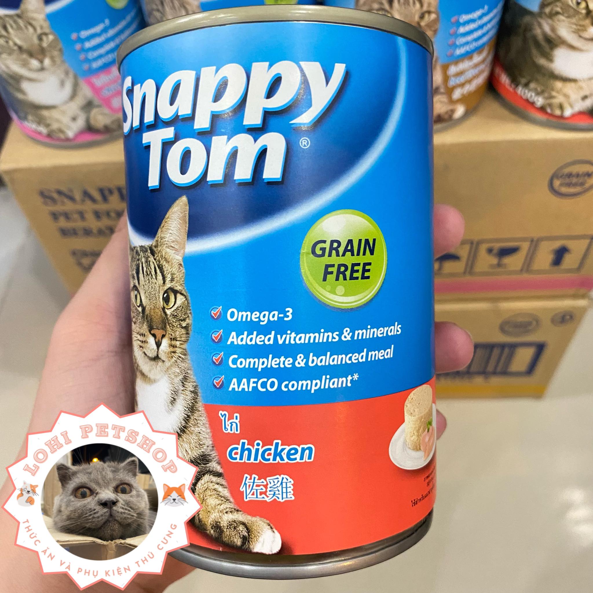 Thức ăn pate lon snappy tom 400gr cho mèo lớn