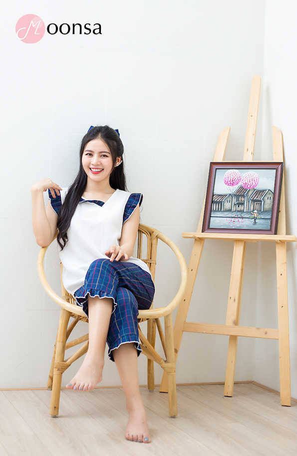 Bộ đồ ngủ kate đũi Caro Duyên Dáng [Moonsa]