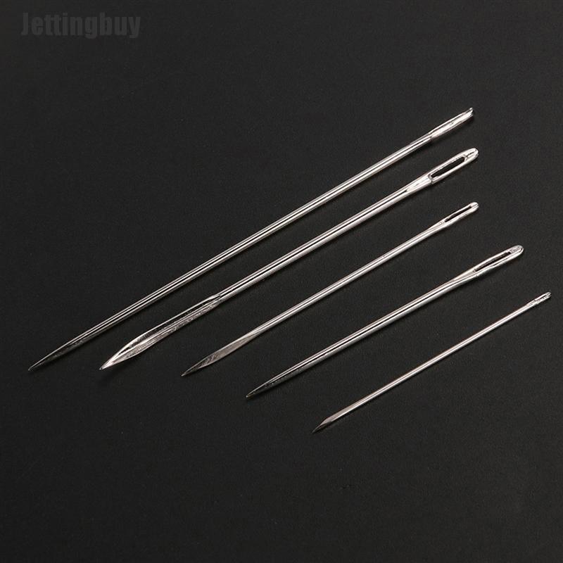 Jettingbuy 10pcs Leather Sewing Needles Stitching Needles Kit Thread Thimbles Shoes Tool