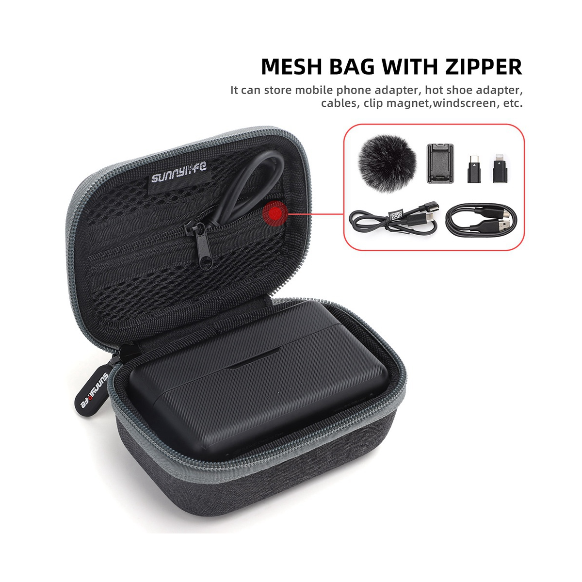 SUNNYLIFE is Suitable for DJI Mic Storage Bag, Wireless Microphone, Portable Protective Case